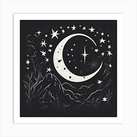 Moon And Stars 12 Art Print