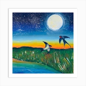 Swallows At Night Art Print