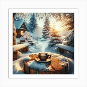 Cup Of Coffee In Winter Art Print