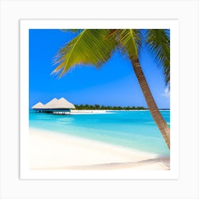 Tropical Beach With Palm Trees Art Print