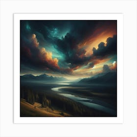 Sky Over A River Art Print