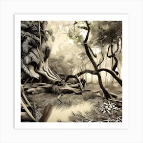 Old Forest Landscape Art Print