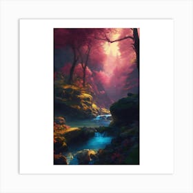 Waterfall In The Forest Art Print