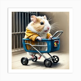 Hamster In A Shopping Cart 8 Art Print