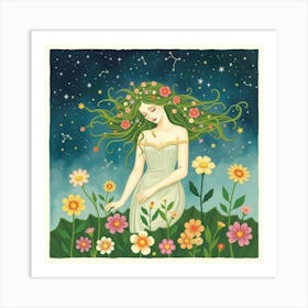 Flower Girl In The Meadow Art Print