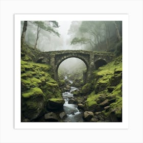 Stone Bridge In The Mist Art Print