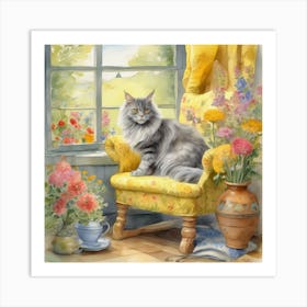 Cat In A Chair Art Print