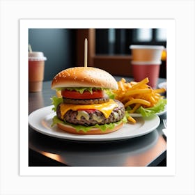 Hamburger And Fries 10 Art Print