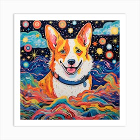 Corgi In Space Art Print