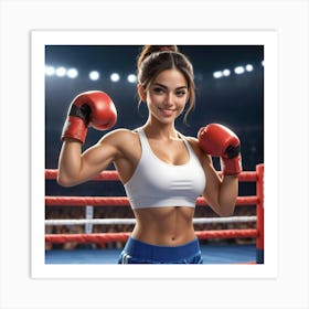 Boxing Girl In Boxing Ring 4 Art Print