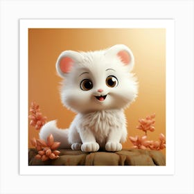 Cute White Cat 9 Art Print