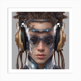 Futuristic Woman With Headphones Art Print