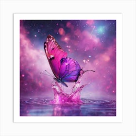 Butterfly Splashing Water Art Print