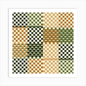 Boho Check Retro Pattern Art Print