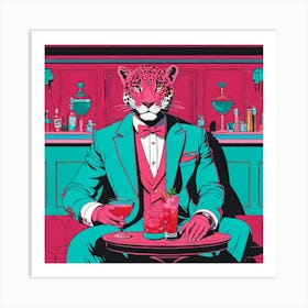 Leopard In A Bar Art Print