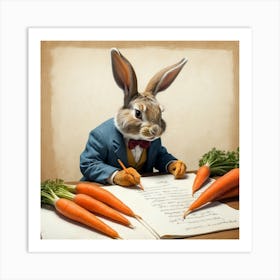 Rabbit Writing 14 Art Print