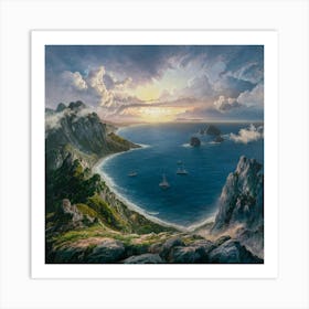 Sunset Over The Sea Art Print