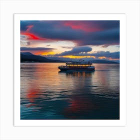 Sunset On A Boat 2 Art Print