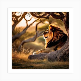 Lion In The Forest 48 Art Print