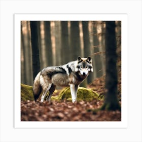 Wolf In The Forest 3 Art Print