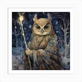 King Of The Fae Owl Clan. Magical Creatures Art Print. Art Print