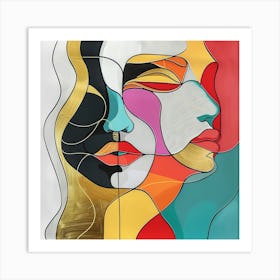 Two Women'S Faces Art Print