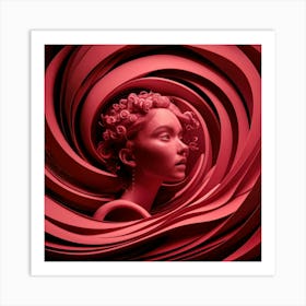 Woman In A Red Spiral Art Print