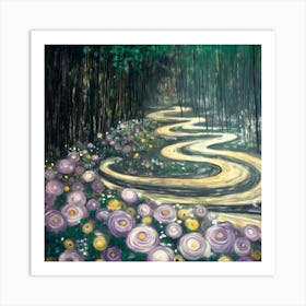 Path In The Woods Klimt Inspired Art Print