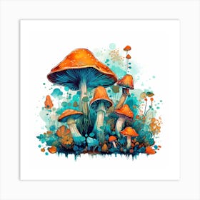 Mushrooms And Flowers 10 Art Print