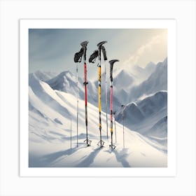 0 Ski Poles Crossed Vectors Art Print