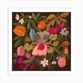 Flowers And Fruits Art Print
