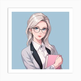 Anime Girl With Glasses Art Print