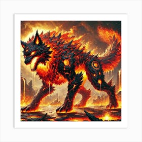 Yang Fire Wolf 1 Art Print