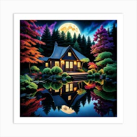 House In The Moonlight Art Print