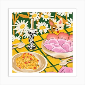 Food & Dog Square Art Print