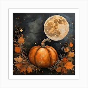 Abstract Halloween Moon Pic Art Print