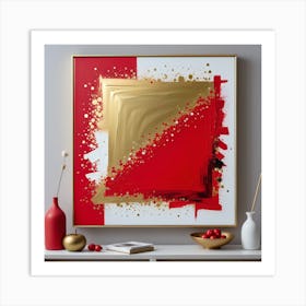 Red And Gold Abstract Painting Art Print