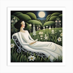 Lady In White Art Print