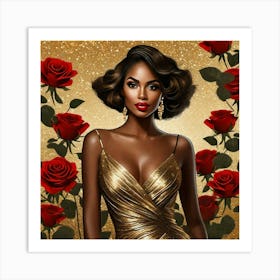 Gold Roses 1 Art Print