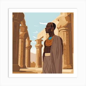 Egyptian Man In Front Of Pillars Art Print