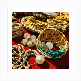 Beautiful African Pearly Jewellery On Display (2) Art Print