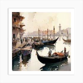 Water Color Old Seaport Art Print