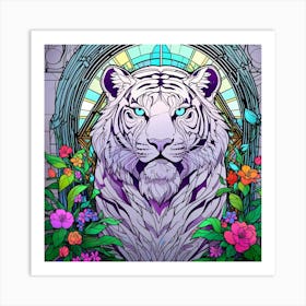 Stained Glass Tiger Art Print