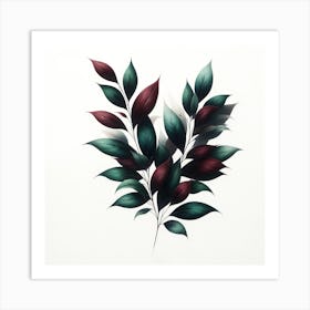 Leaves On A White Background Art Print