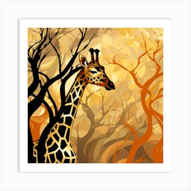 Giraffe In The Forest Art Print