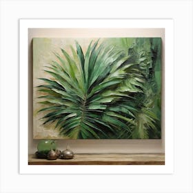 Green fan of palm leaves Art Print