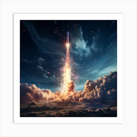 Space Rocket Launch Art Print