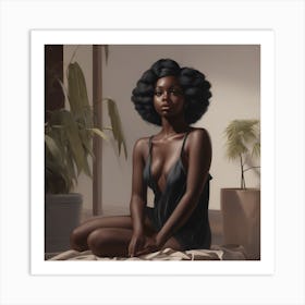 Lounging in Black Art Print