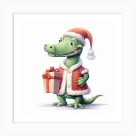 Crocodile Santa 1 Art Print