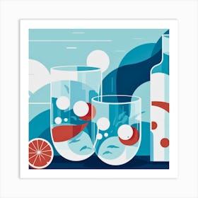 Illustration Of A Bottle Of Water Art Print